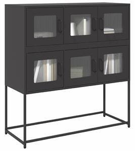 VidaXL fekete hidegen hengerelt acél tálalószekrény 100,5x39x107 cm
