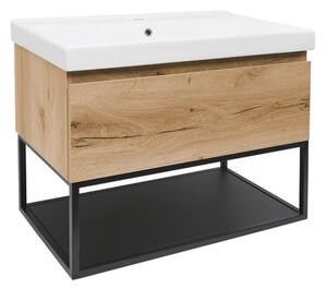 Fürdőszoba szekrény mosdóval SAT B-Way 79x30x45 cm tölgy BWAY80OAKFU1