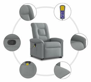 VidaXL világosszürke szövet felállást segítő dönthető masszázsfotel