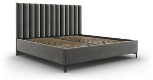 Szürke kárpitozott ágyneműtartós franciaágy ágyráccsal 200x200 cm Casey – Mazzini Beds