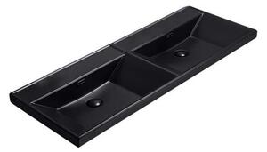 Beépíthető dupla mosdókagyló SAT B-Way szifon és keverő nélkül 121x46 cm fekete matt SATBW212046BKM