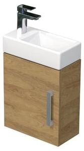 Fürdőszoba szekrény mosdóval SAT Cube Way 1 40x47,5x20 cm tölgy Hickory matrac CUBE320401DDH
