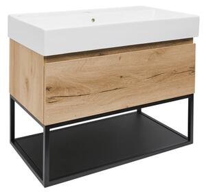 Fürdőszobaszekrény mosdókagylóval SAT B-WAY 59x30x45 cm matt tölgy BWAY60OAKFU2