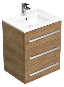 Fürdőszobaszekrény mosdókagylóval SAT Cube Way 60x76,5x46 cm Hickory tölgy CUBE46603DHMOD