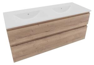 Fürdőszoba szekrény mosdóval Naturel Savona 118x53x44,8 cm tölgy Halifax matrac SAVONA2120DH