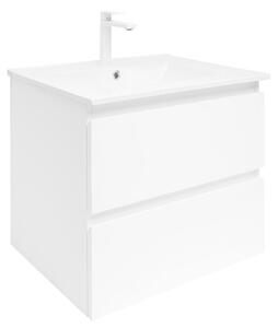 Fürdőszobaszekrény kerámia mosdókagylóval SAT B-Way 59x50x45 cm fehér fényes BWAY260WU