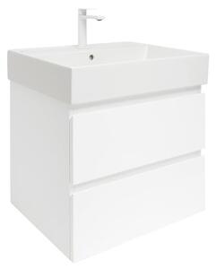 Fürdőszobaszekrény mosdókagylóval SAT B-Way 59x50x45 cm fehér fényes BWAY260WU2BBI