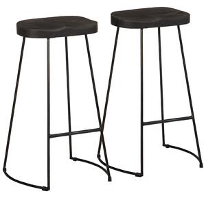 VidaXL Bárszékek 2 db Fekete 45x40x78 cm tömör fa Mango