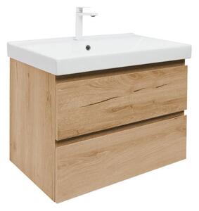 Fürdőszobaszekrény 2 fiókos mosdókagylóval SAT B-Way 59x50x45 cm matt tölgy BWAY260OAKU1BBI