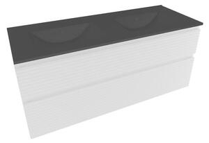 Fürdőszobaszekrény 2 fiókos mosdókagylóval Naturel Savona 118x53x44,8 cm fehér fényes SAVONA2120BIC