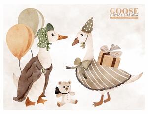 Gario Falmatrica gyerekeknek Goose vintage birthday - libák mackóval