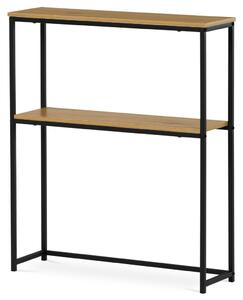 Konzolasztal polccal, 70x20x82 cm, teak tölgy dekor
