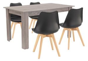 Leziter Zara 4+1 étkező garnitúra fekete-yorki tölgy