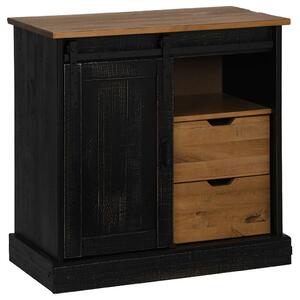 VidaXL HALDEN fekete tömör fa komód tolóajtós 80x40x80 cm