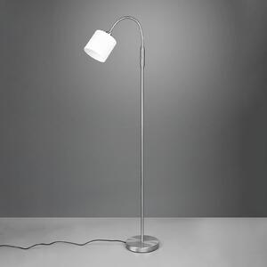 Tommy állólámpa, nikkel/fehér, magasság 130 cm, fém/szövet