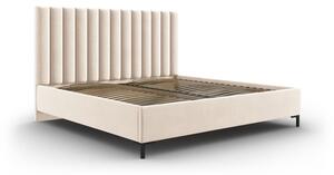 Bézs kárpitozott ágyneműtartós franciaágy ágyráccsal 160x200 cm Casey – Mazzini Beds