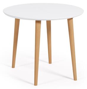 Fehér kerek bővíthető étkezőasztal fehér asztallappal ø 90 cm Oqui – Kave Home