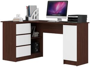 Sarok íróasztal - Akord Furniture - 155 cm - wenge / fehér (bal)