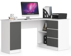 Sarok íróasztal - Akord Furniture - 155 cm - fehér / szürke