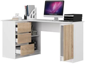 Sarok íróasztal - Akord Furniture - 155 cm - fehér / sonoma tölgy (bal)