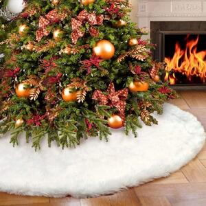 Procart Kerek karácsonyfa szőnyeg, 120 cm átmérőjű, bolyhos, havas kinézetű