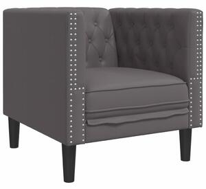 VidaXL szürke műbőr Chesterfield kanapéfotel