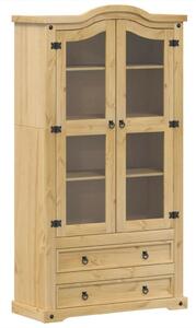 VidaXL Corona tömör fenyőfa vitrinszekrény 99x43x187 cm
