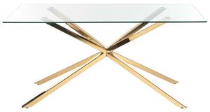 Aranyszínű üveglapos étkezőasztal 160 x 90 cm CORA