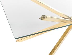 Aranyszínű üveglapos étkezőasztal 160 x 90 cm CORA