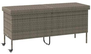 VidaXL szürke polyrattan kerti tárolóláda kerekekkel 160x55x75 cm
