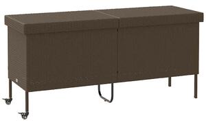 VidaXL barna polyrattan kerti tárolóláda kerekekkel 160x55x75 cm