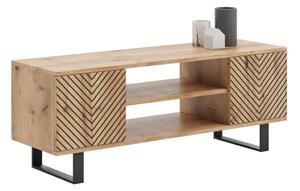 Focus loft RTV szekrény 135 cm - halszálkás dekor - tölgyfa kézműves