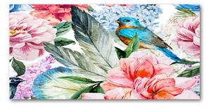 Akrilkép Virágok és madarak