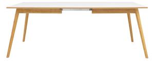 Dot fehér bővíthető étkezőasztal tölgyfa dekorral, 205 x 90 cm - Tenzo