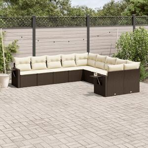 10 részes barna polyrattan kerti ülőgarnitúra párnákkal