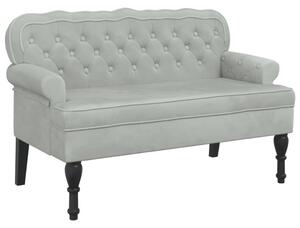 VidaXL világosszürke bársony pad háttámlával 119,5 x 64,5 x 75 cm