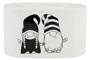 Karácsonyi virágcserép GNOME LOVE kerámia 19,5x11 cm, fehér