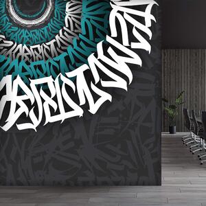 Fotótapéta Fehér és kék graffiti fekete háttéren, Modern fotótapéta, Népszerű fotótapéta, t00012 - Tapeko.hu