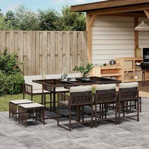 11 részes barna polyrattan kerti ülőgarnitúra párnákkal