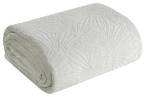 Fehér ágytakaró finom bársonyból, gingko leveles mintával