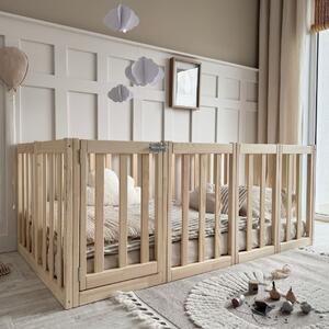 Luloo Modulo Up Natúr Montessori Magas Rácsos Gyerekágy Zárható Ajtóval (90x200 cm)