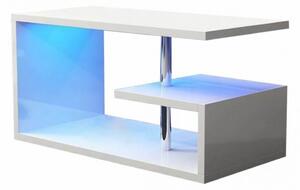 BigHome 100 cm-es dohányzóasztal, Beépített RGB LED Világítással - Fehér