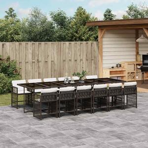 13 részes barna polyrattan kerti ülőgarnitúra párnákkal