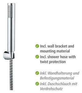 Fényes ezüstszínű zuhanyfej csővel Basic Line – Wenko