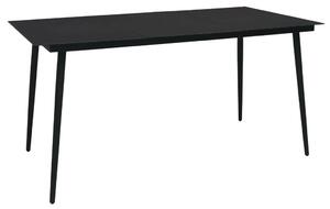 VidaXL Kerti Asztal - Fekete Acél és Üveg - 150x80 cm