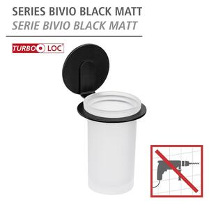 Matt fekete öntapadós üveg fogkefetartó pohár Bivio – Wenko