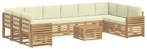 VidaXL Kültéri kanapé szett 11 pcs Fehér és Krém színű 59 x 59 x 37 cm