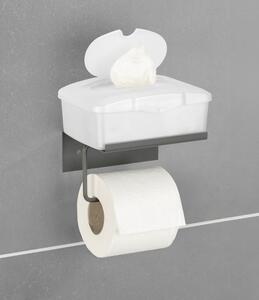 Antracitszürke öntapadós fém WC-papír tartó polccal Desulo – Wenko