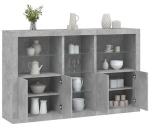 VidaXL LED-es Tálalószekrény - Betonszürke - 162x37x100 cm