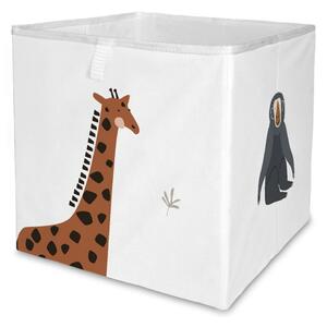 Fehér textil játéktároló doboz 32x32x32 cm Safari Animals – Butter Kings